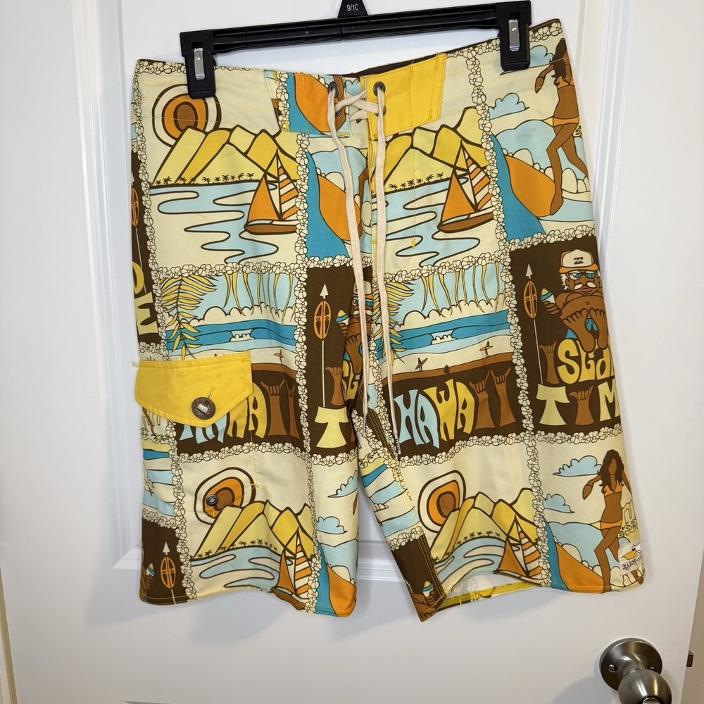 Billabong Swim Trunks Men's Size 29 Andy Davis Recycler Series Board Shorts AOP